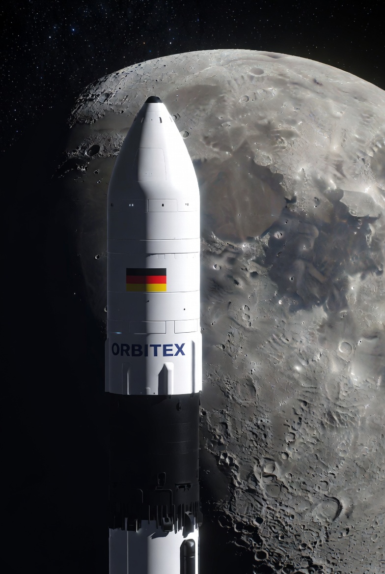 Orbitex-Trägersystem auf interplanetarer Bahn Richtung Mond